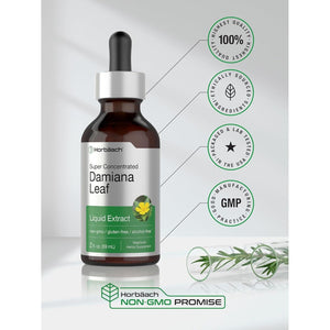 Horbäach Damiana Leaf Herb Tincture | 2 Fl Oz | Vegetarian, Non-Gmo & Gluten Free Herbal Supplement