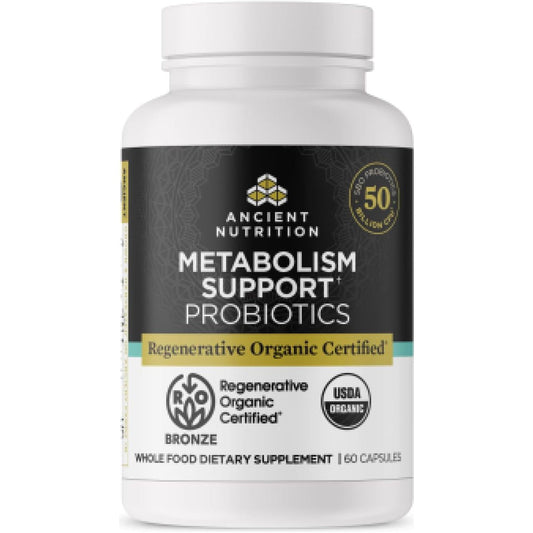 Ancient Nutrition Regenerative Organic Certified Probiotics for Metabolism Support, 60 Count