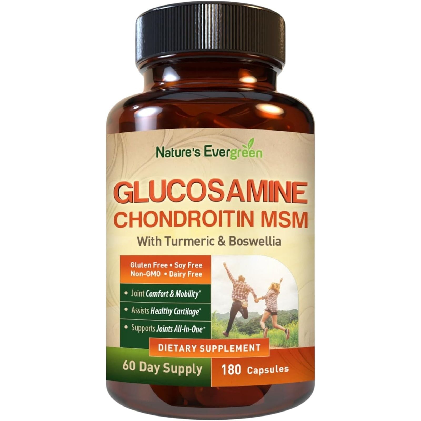 Glucosamine Chondroitin MSM with Turmeric & Boswellia Supplement | Joint Support Supplement Glucosamine Sulfate 1500Mg | 180 Capsules