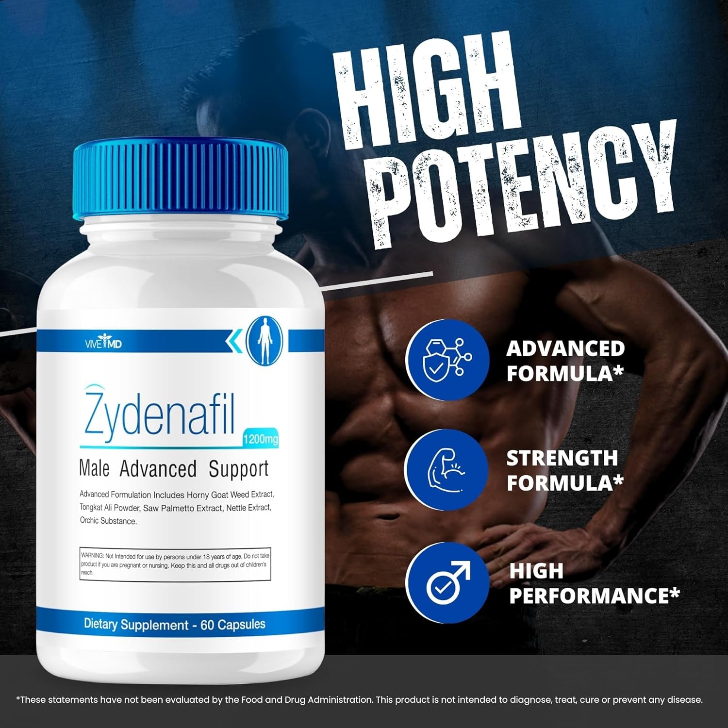 Zydenafil Pills for Men Advanced Formula - Zydenafil 1200Mg for Maximum Strength (60 Capsules)
