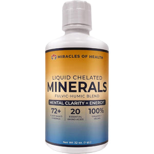 Liquid Chelated Minerals - Organic Humic Fulvic Mineral Blend 1 Month Supply, 32 Fl. Oz