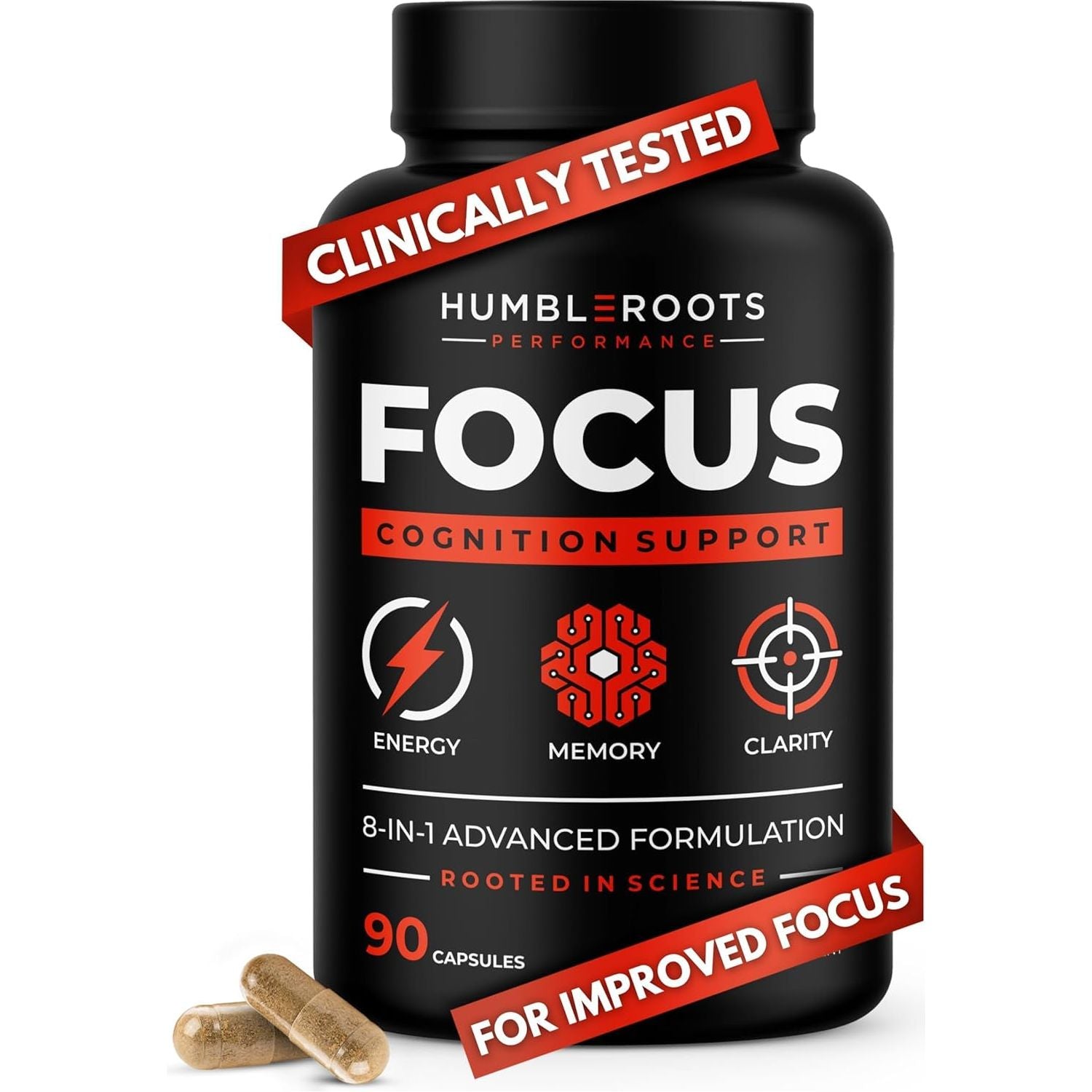8-IN-1 All-Natural Nootropic Supplement for Focus, Energy, & Memory Support