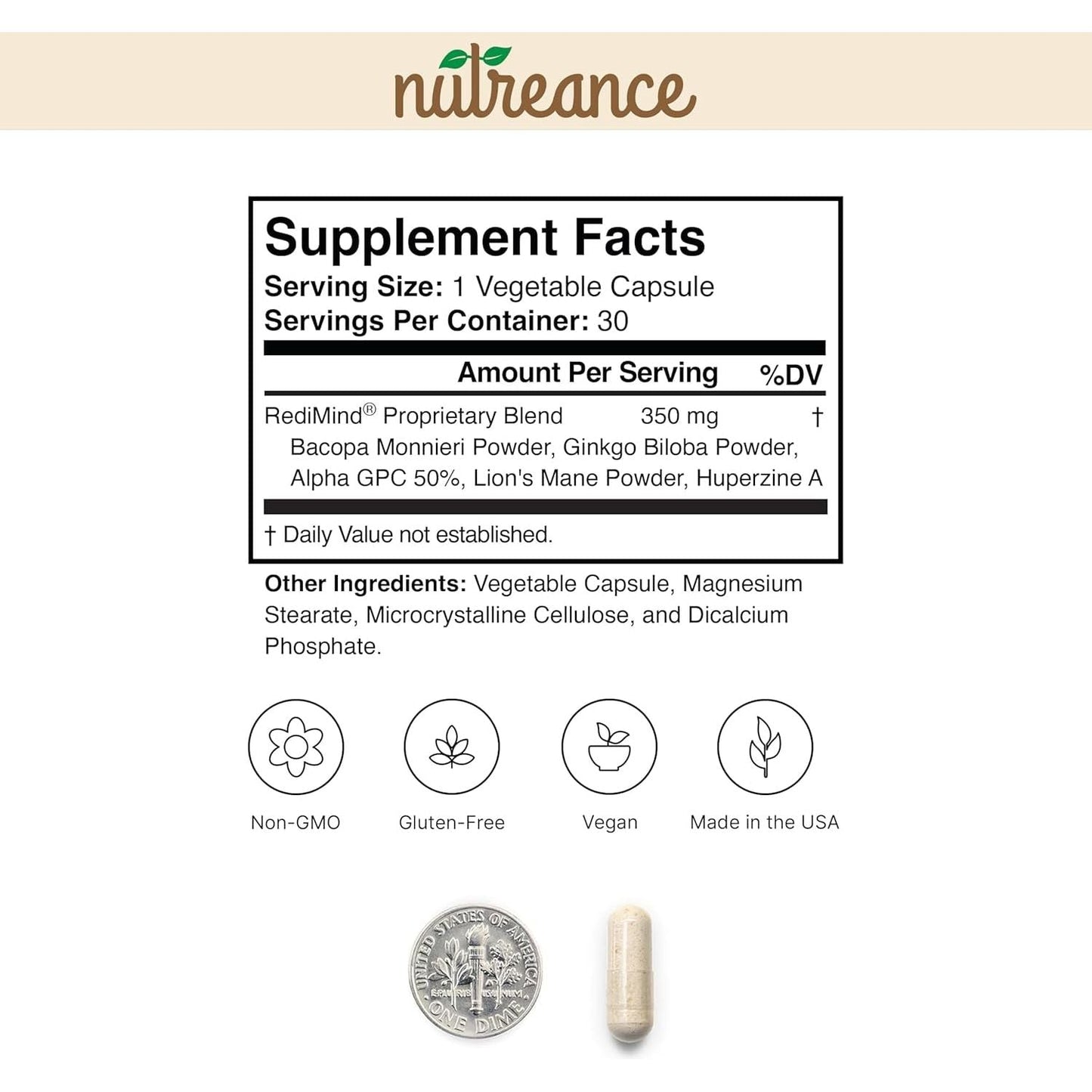 Natural Cognitive Enhancement Supplement Capsule - Non-Gmo, Vegan, Gluten-Free