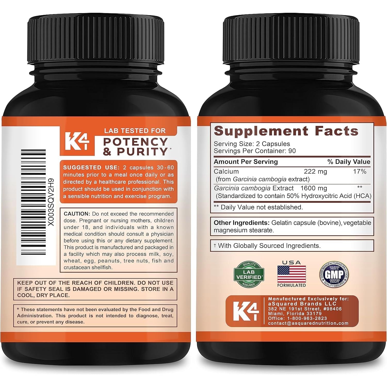 Garcinia Cambogia 1600 Mg (180 Capsules) - Pure Natural Extract Supplement Pills