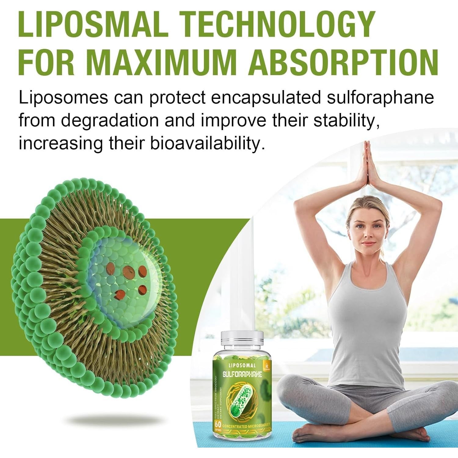 800 MG Liposomal Sulforaphane - Full-Spectrum Broccoli Extract, Antioxidant & Liver Supplement, 120 Softgels