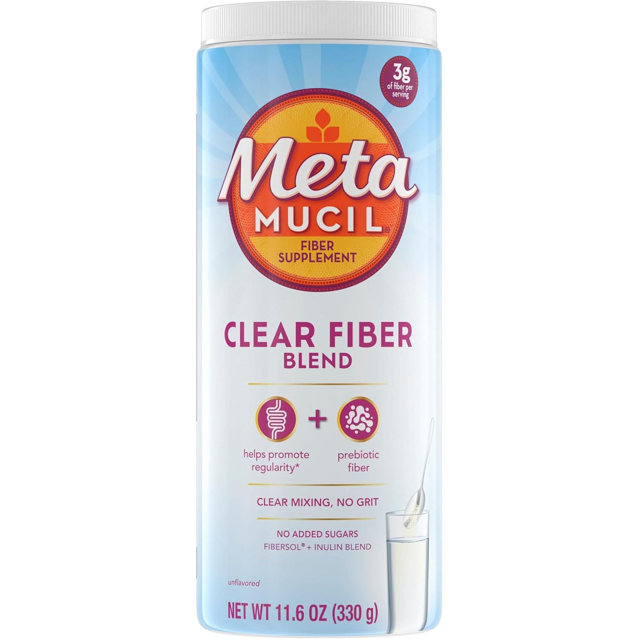 Metamucil Fiber Supplement for Daily Digestive Health, 75 Teaspoons