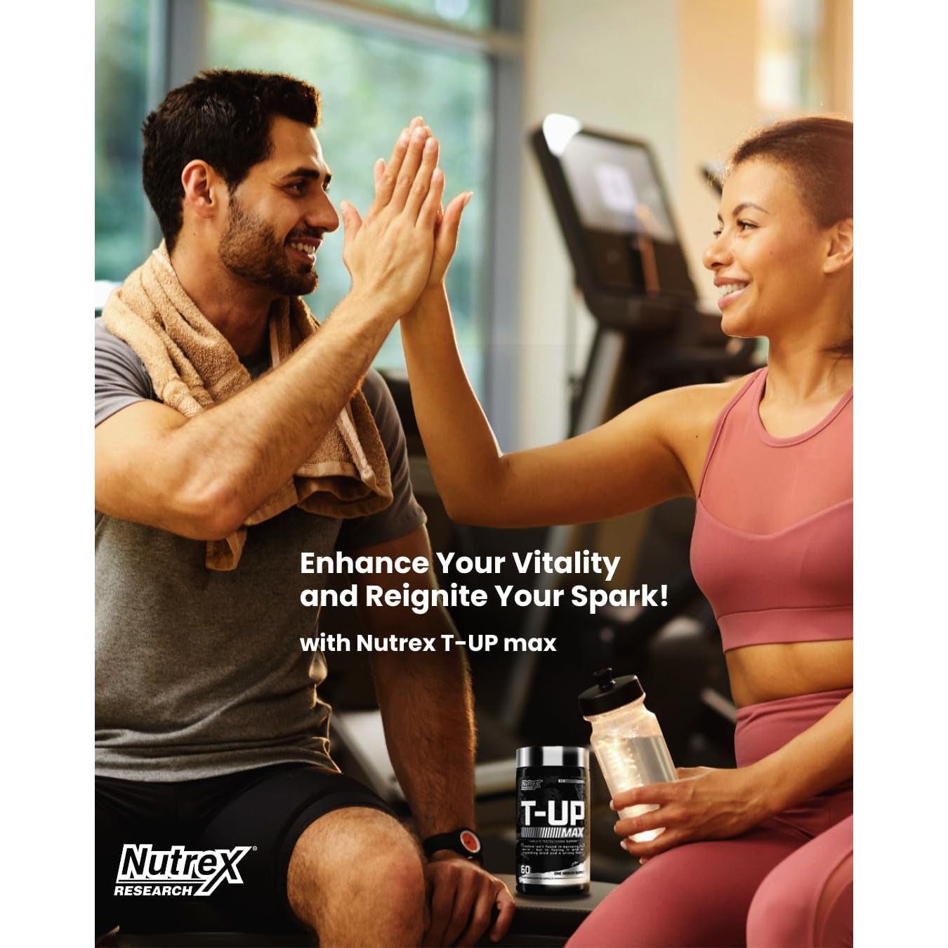 Nutrex Research T-UP Testosterone Booster Supplement for Men - Increase Levels, Boost Strength & Recovery - 60 Capsules