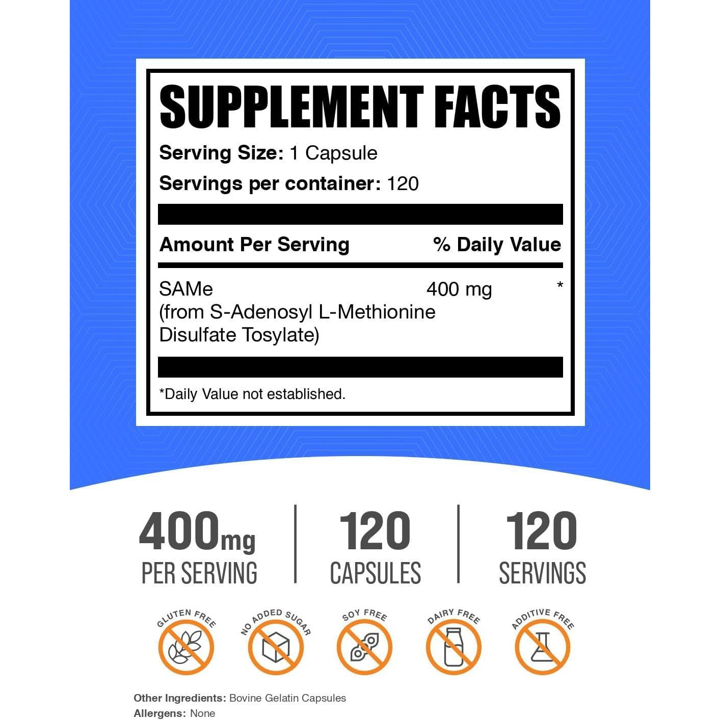Bulksupplements.Com Same Capsules 400Mg, Gluten Free - 120 Capsules
