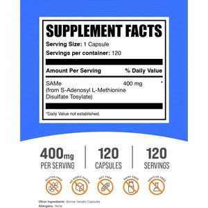 Bulksupplements.Com Same Capsules 400Mg, Gluten Free - 120 Capsules