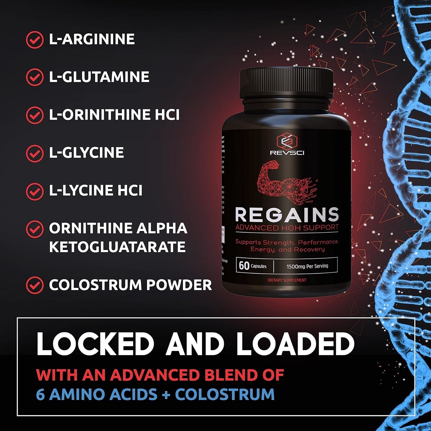 HGH Supplements - Regains Natural Anabolic Muscle Growth Building GH & Human Growth Hormone for Men 60 Pills