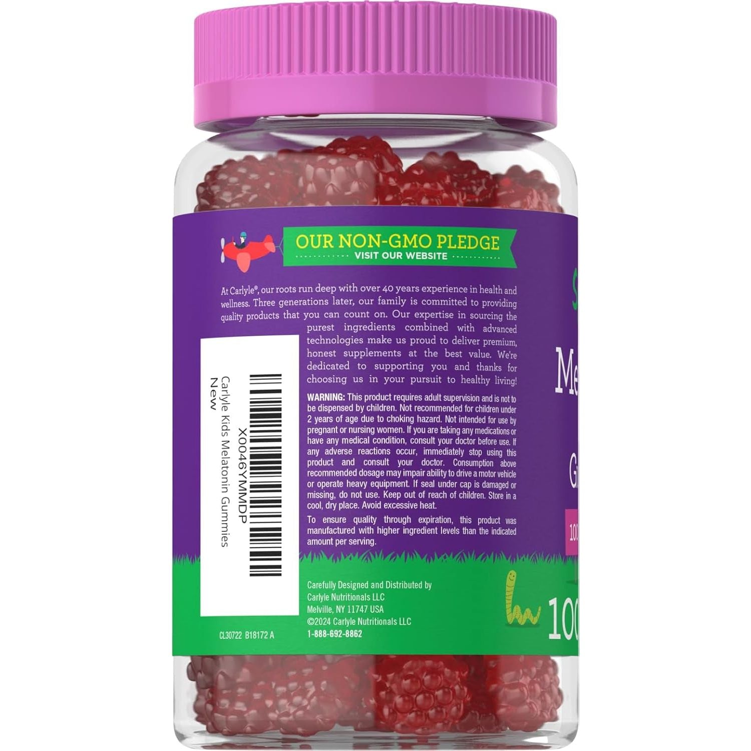 Carlyle Kids Melatonin Gummies | 1 Mg 100 Count | Fruit Flavor Gummy