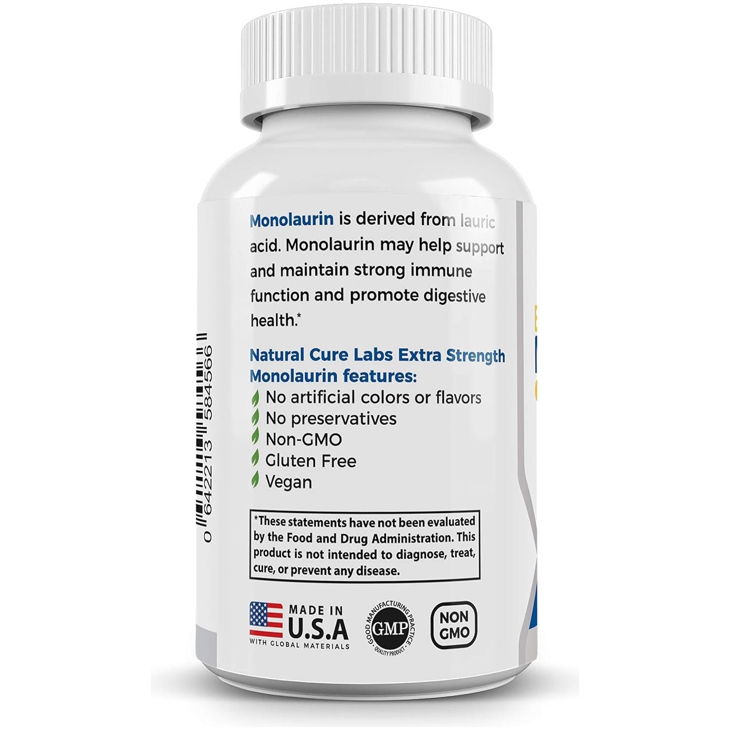 Extra Strength Monolaurin 800Mg, 100 Capsules, 33% More