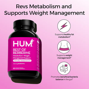 HUM Best of Berberine Supplement 1200Mg - Pure Potency for Metabolic Wellness (60 Capsules)