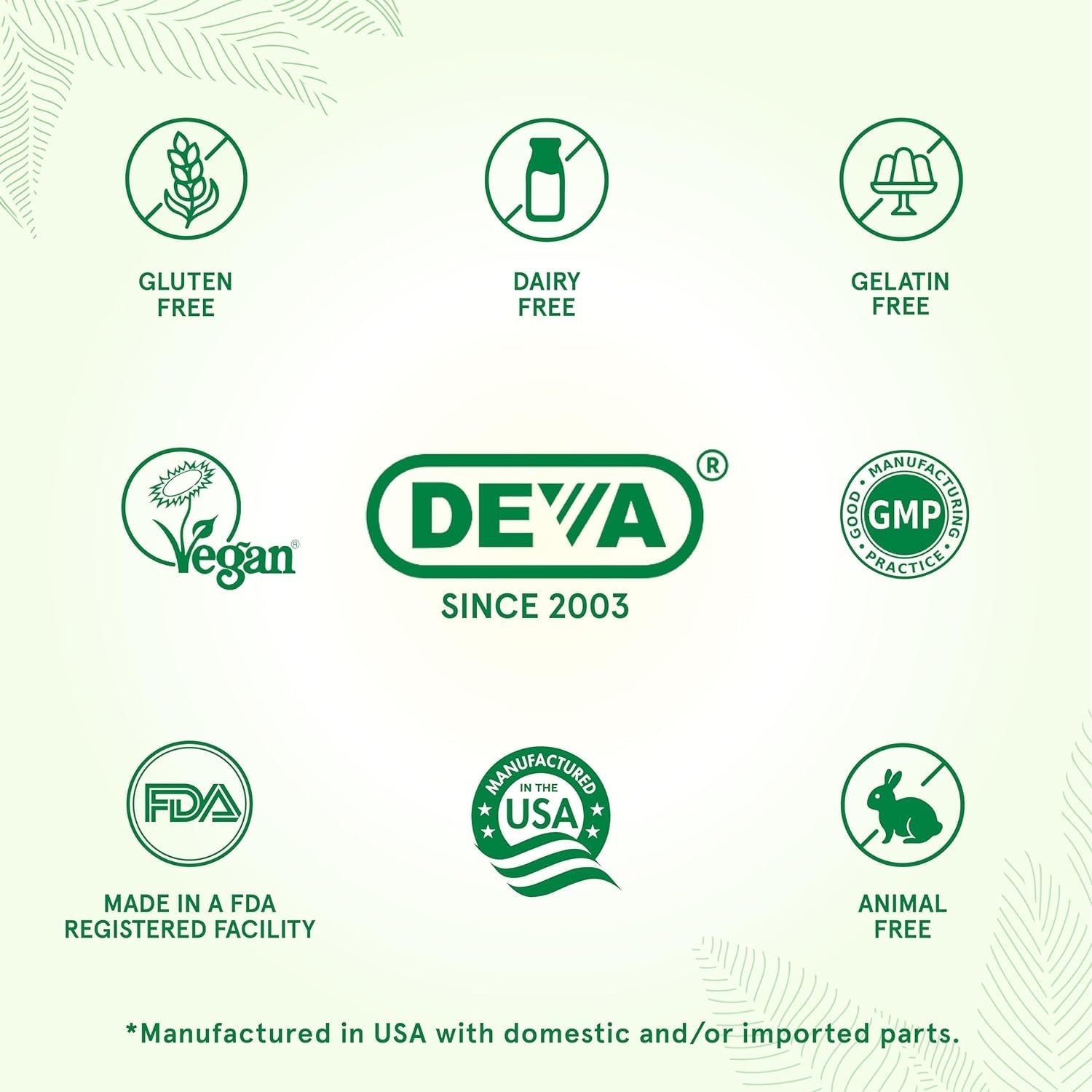 DEVA Vegan Multivitamin & Mineral Supplement Iron-Free -  Green Whole Foods, 100% Vegan - 90 Count