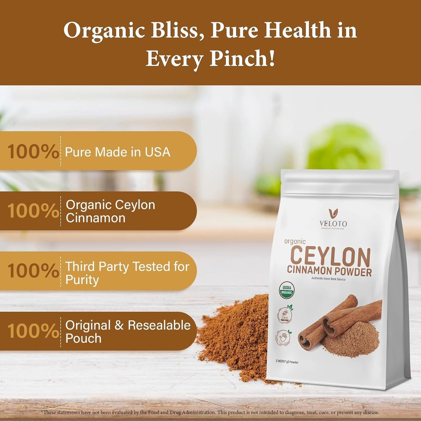 Ceylon Cinnamon Powder Organic Cinnamon Powder, 2Lb