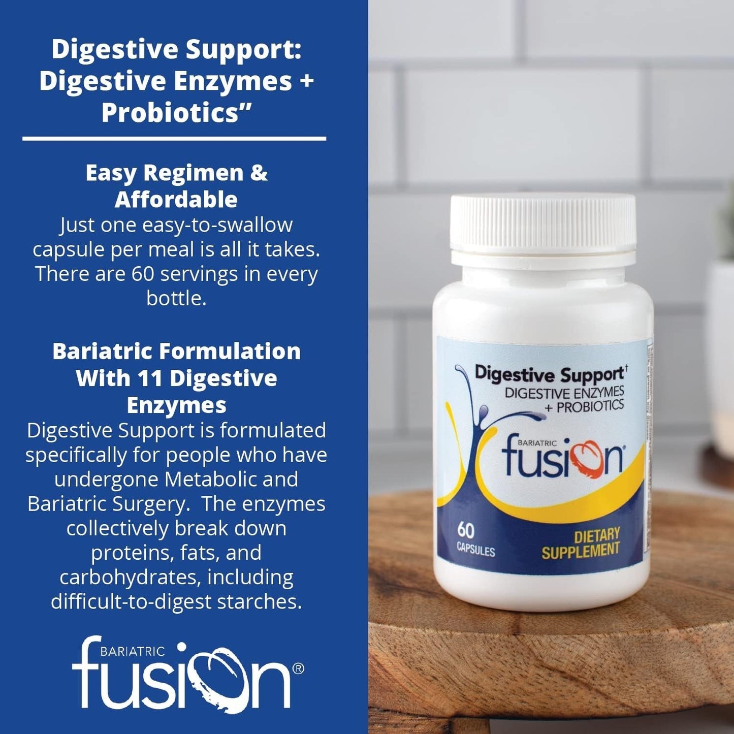 Bariatric Fusion Digestive Support | Probiotics for Digestive Health and Gut Health Support 60 Capsules