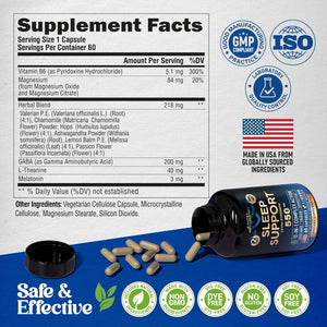 Sleeping Pills for Adults 550Mg Valerian Root | Melatonin 3Mg | L-Theanine | Magnesium 60 Capsules
