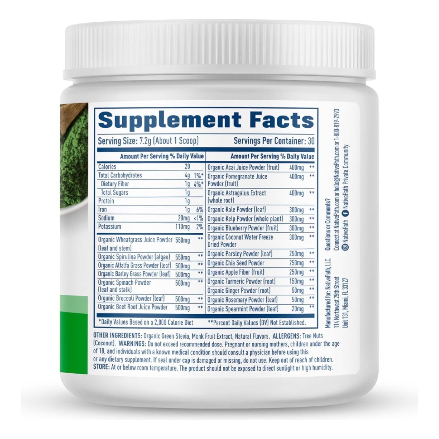 Nativepath Native Greens Superfood Powder - 30 Servings