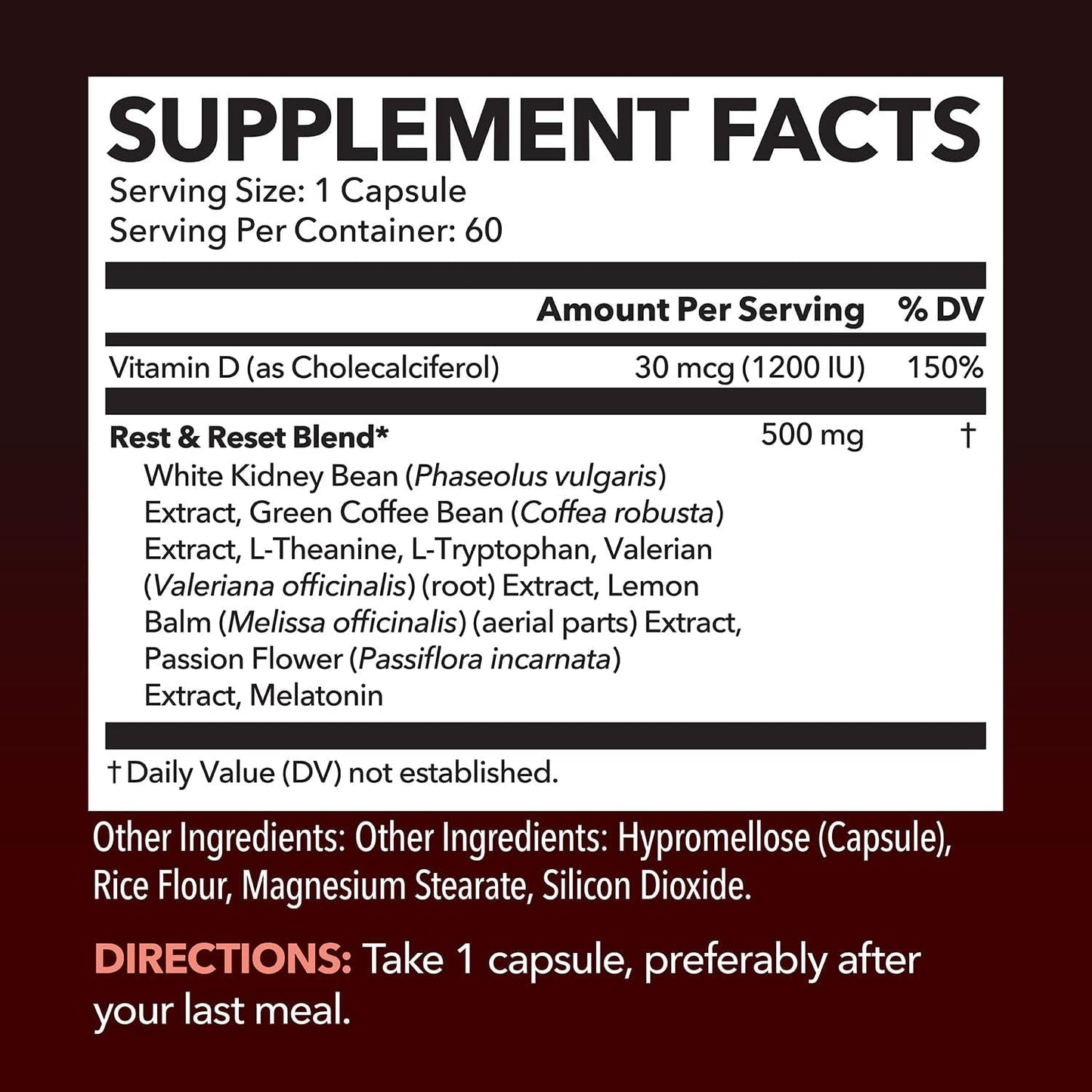 Night Time Fat Burner Capsules - Appetite Suppressant for Weight Loss - 60 Count