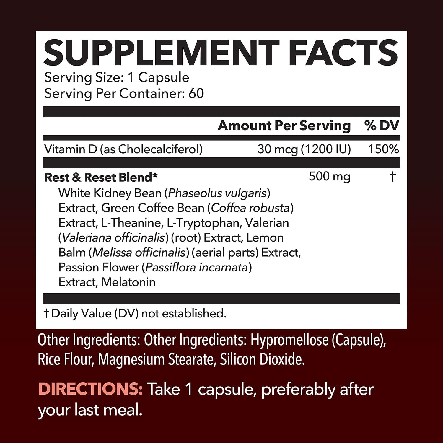 Night Time Fat Burner Capsules - Appetite Suppressant for Weight Loss - 60 Count