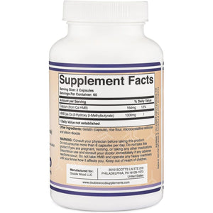 Double Wood HMB Supplement, Third Party Tested, Non-Gmo, Gluten Free, 120 Capsules, 1000Mg per Serving