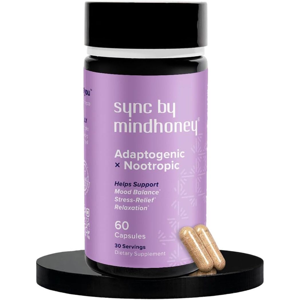 MINDHONEY | SYNC Premium All-In-One Adaptogenic Supplement | Relaxation, Mood Balance, Stress 60 Count