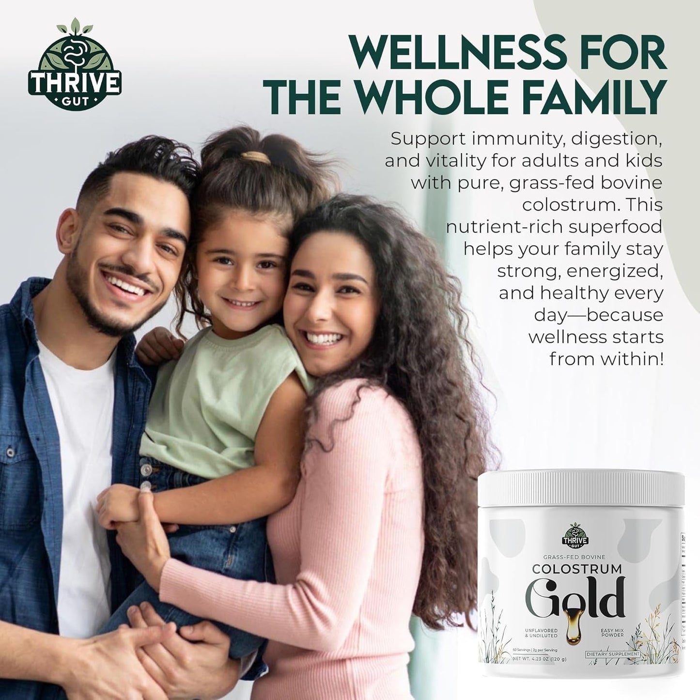 Colostrum Gold - Premium Grass-Fed Bovine Colostrum Powder Supplement for Immunity, Gut Health, Muscle & Wellness 60 Servings