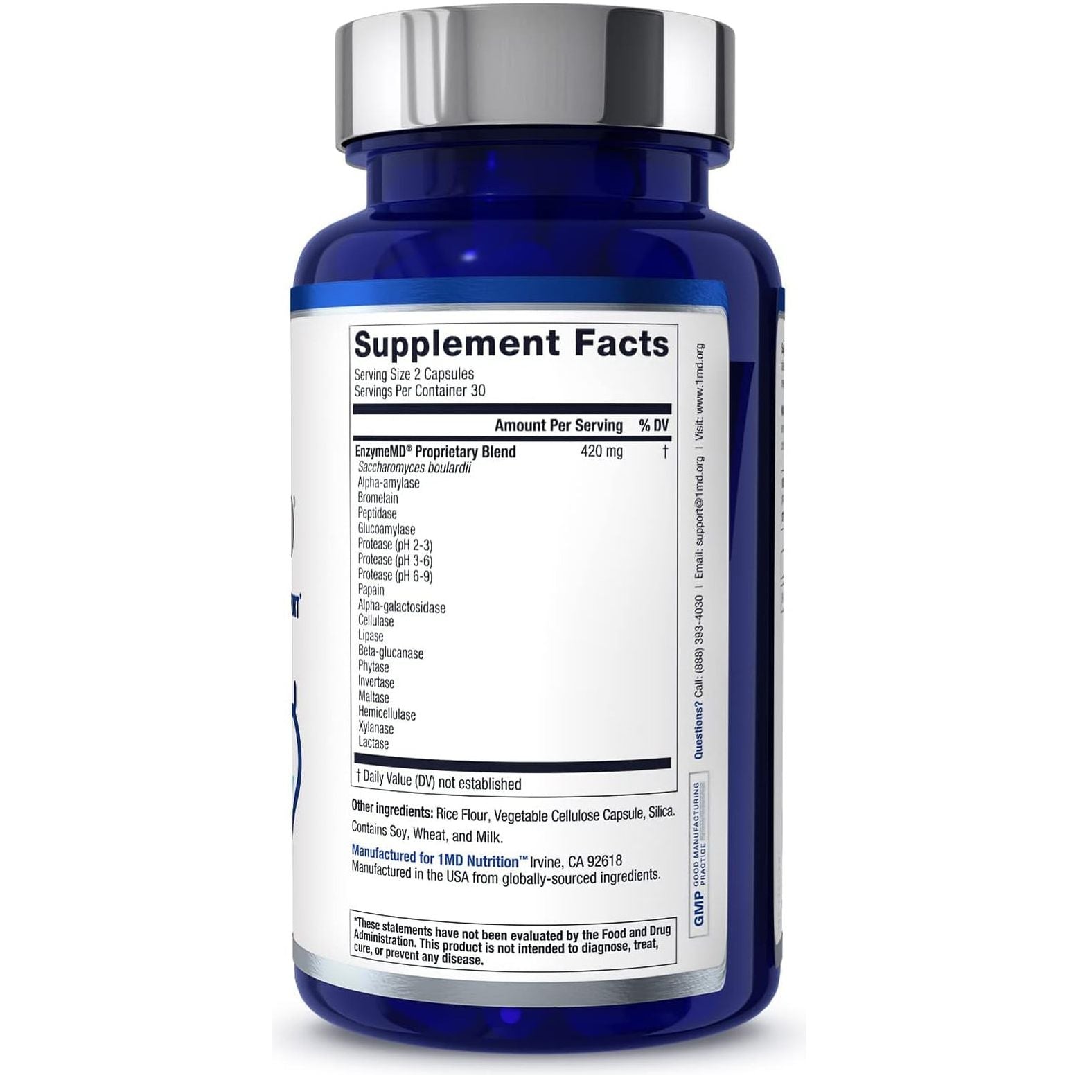 1MD Nutrition Enzymemd - Digestive Enzymes Supplement - Gas & Bloating Support | 60 Capsules