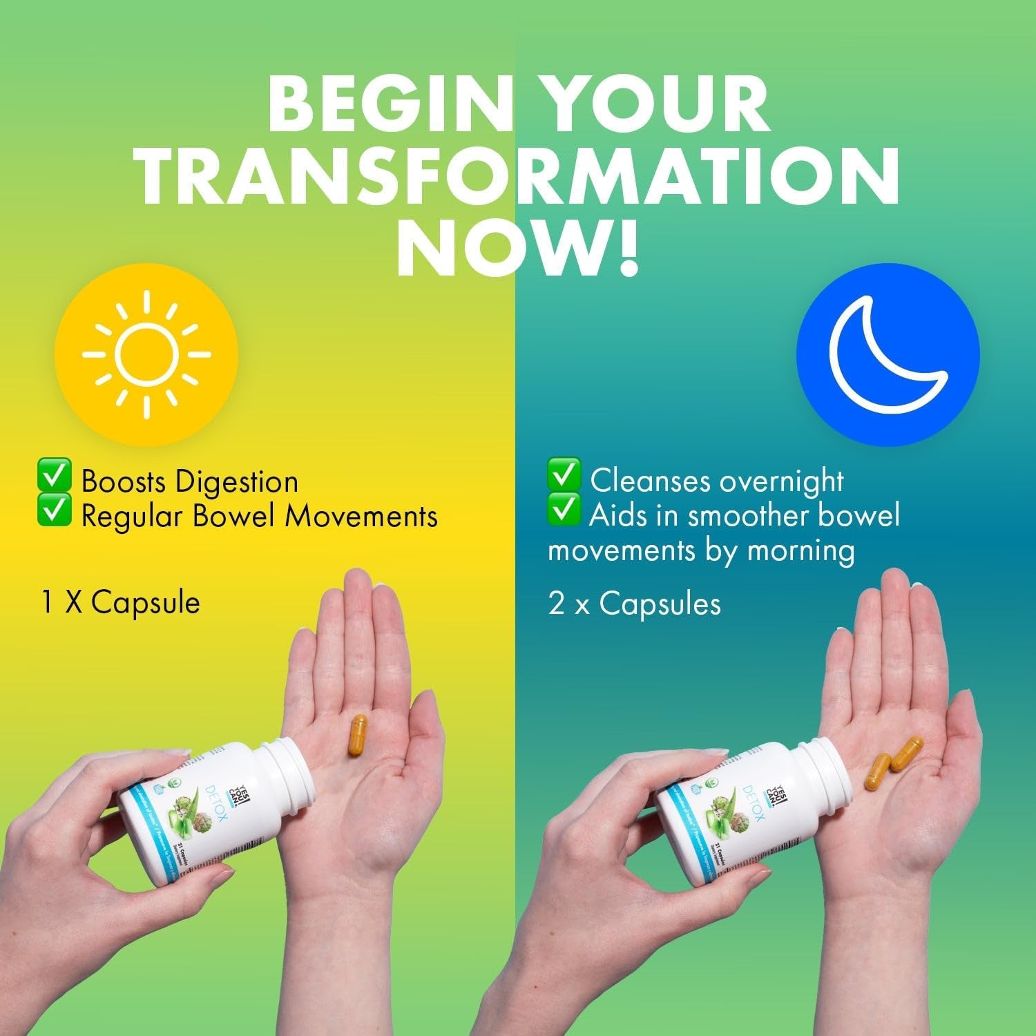 Yes You Can! Natural Detox Pills - Diuretic Cleanse with Electrolytes & Vitamins 21 Capsules