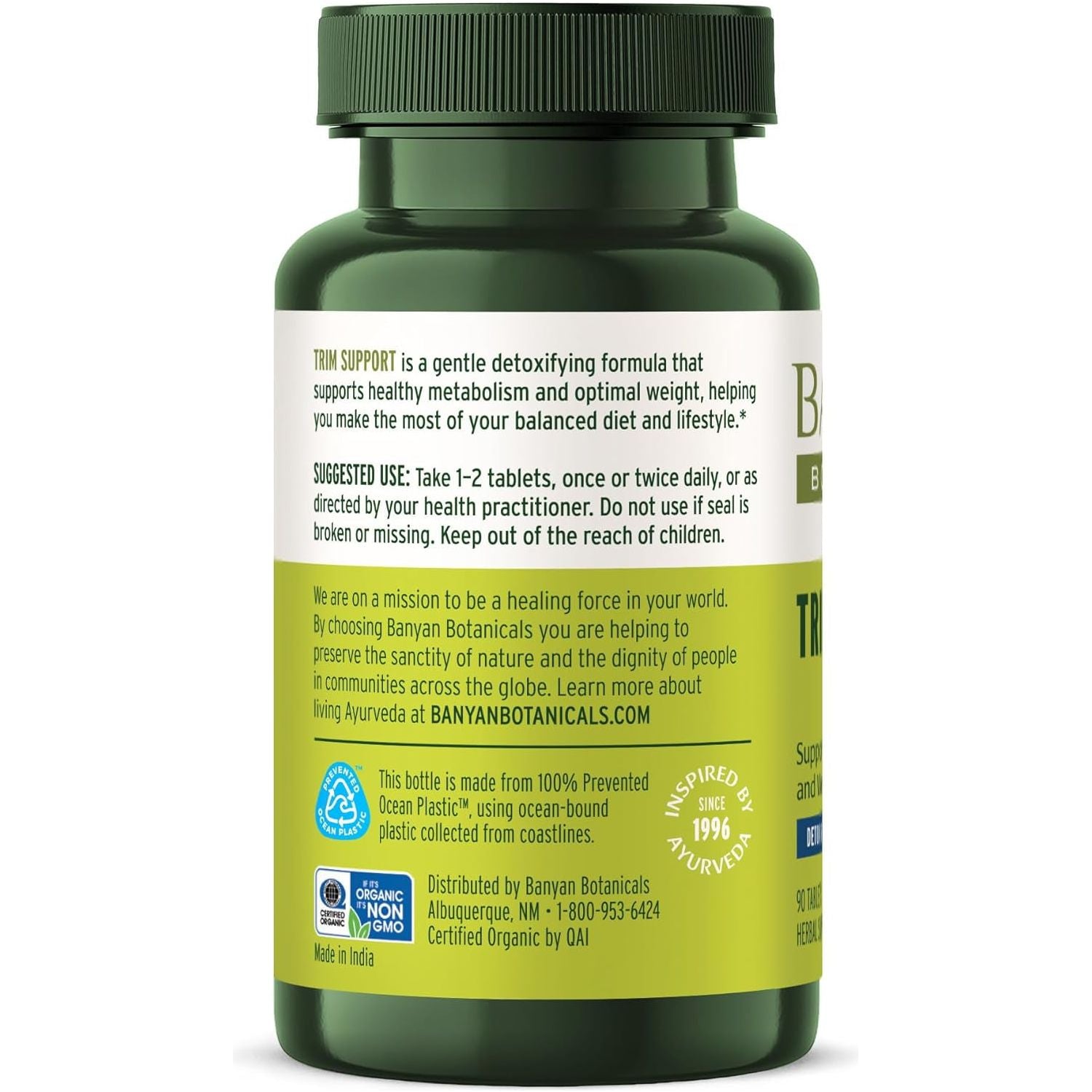 Banyan Botanicals Trim Support – Organic Weight Loss Supplement 90 Tablets
