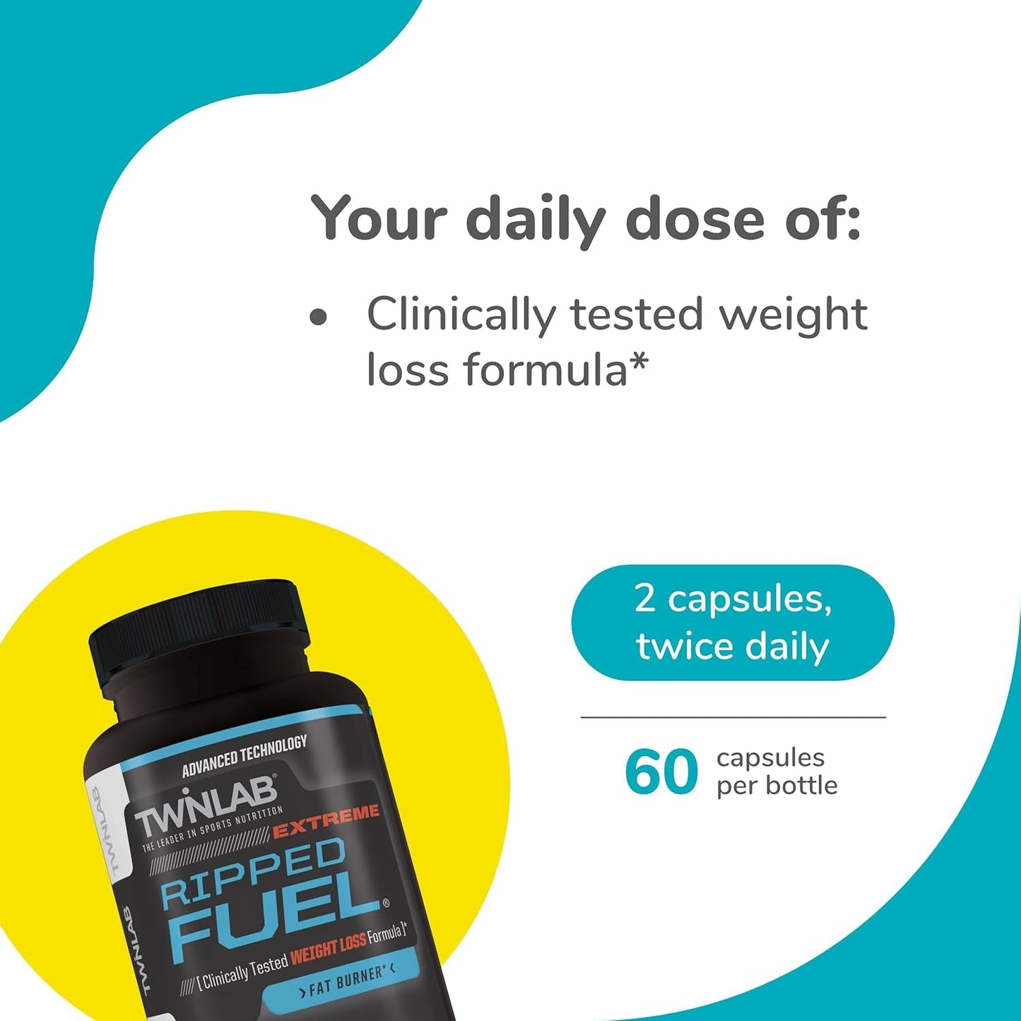 Twinlab Ripped Fuel Extreme - Energy Supplement to Support Weight Management & Muscle Health - 60 Capsules
