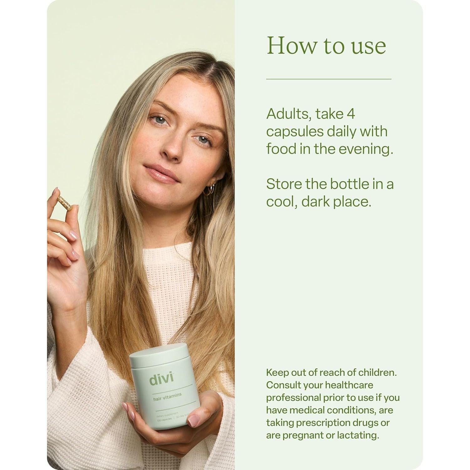 Divi Hair Vitamins  - Made with Clean and Science-Backed Ingredients to Nourish Hair & Scalp - 120 Count