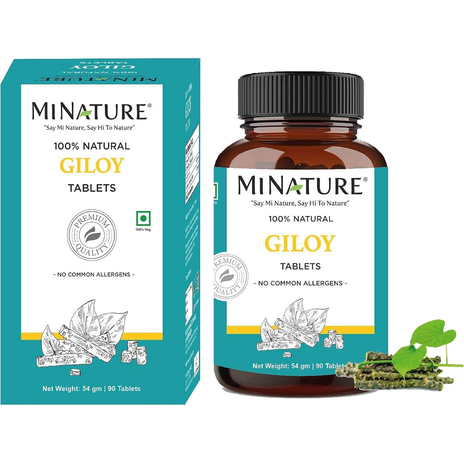 Giloy Tablets by Mi Nature | 90 Tablets, 1000 Mg | 45 Days Supply | from India