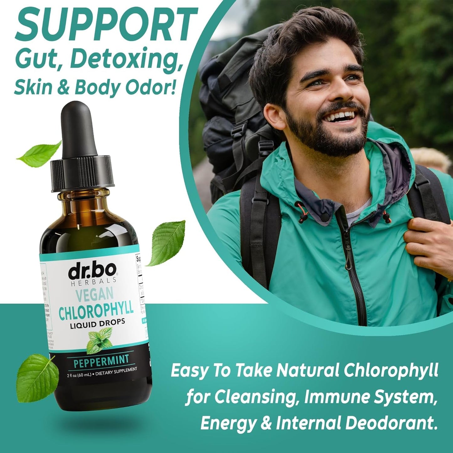 Chlorophyll Liquid Drops Body Detox - Vegan Liquid Chlorophyll Drops Odor Cleanse Supplement 2 Oz