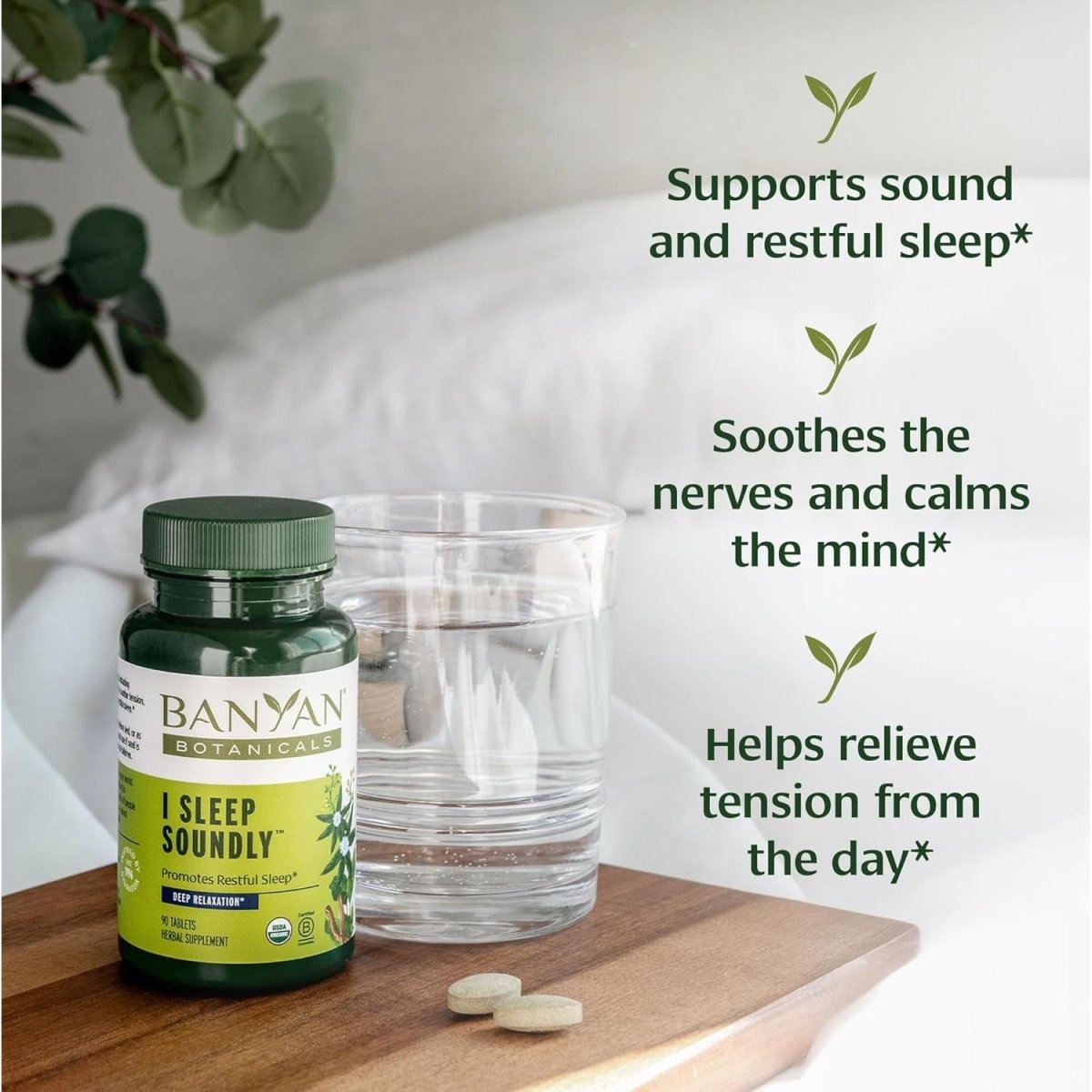 Banyan Botanicals I Sleep Soundly – Organic Herbal Sleep Supplement 90 Tablets - Suppviv