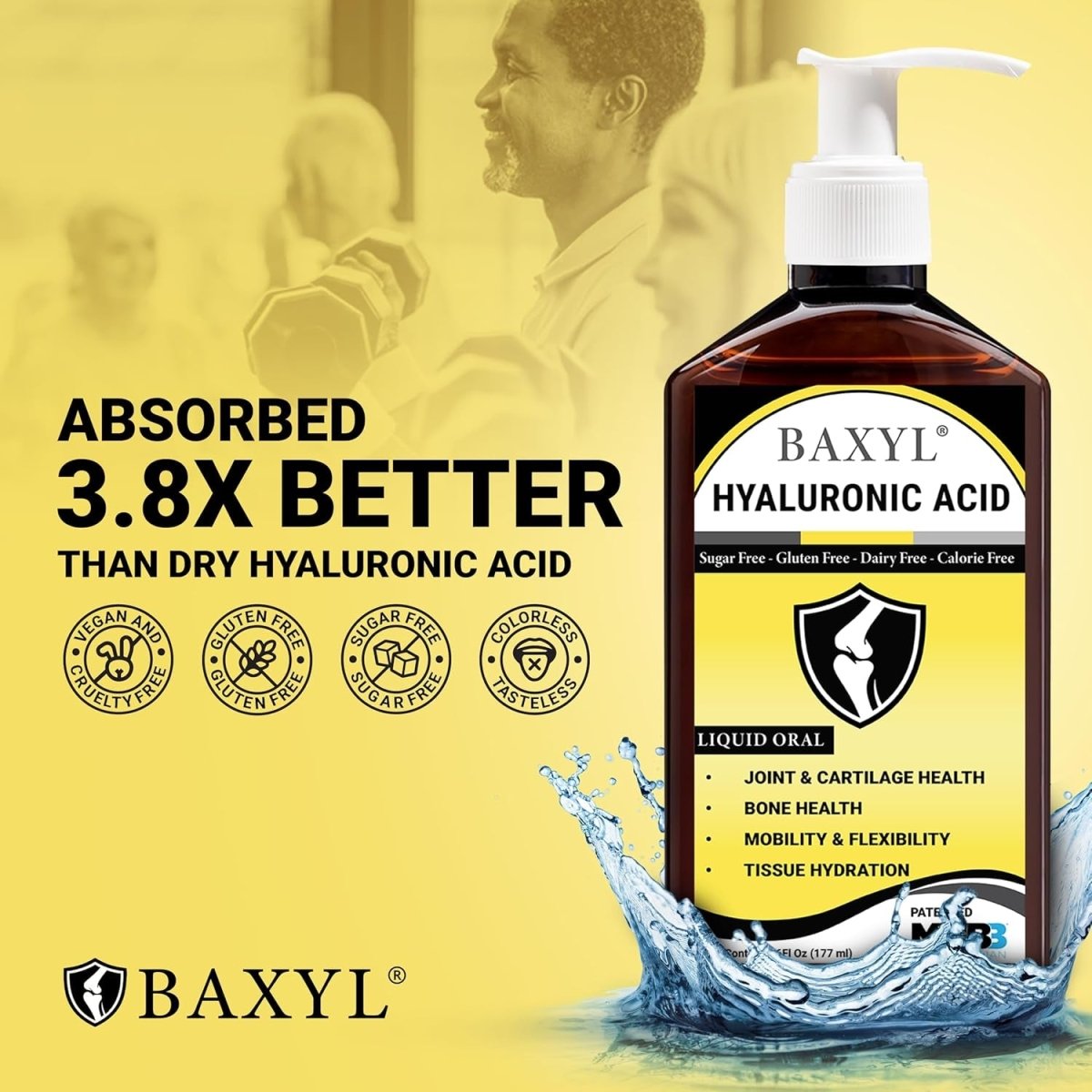 BAXYL® - Liquid Hyaluronic Acid for Joint Relief Supplement | 6 Oz, 36 Day Supply - Suppviv