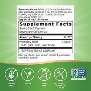 Nature'S Way Kudzu Root, 1,226 Mg per 2-Capsule Serving, Non-Gmo Project Verified, 50 Vegan Capsules
