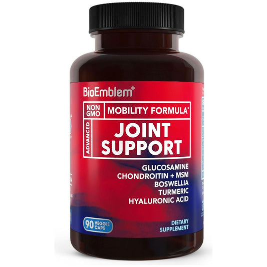 Bioemblem Joint Support - Glucosamine Chondroitin + MSM 1500 MG - with Boswellia, Turmeric & Hyaluronic Acid 90 Caps
