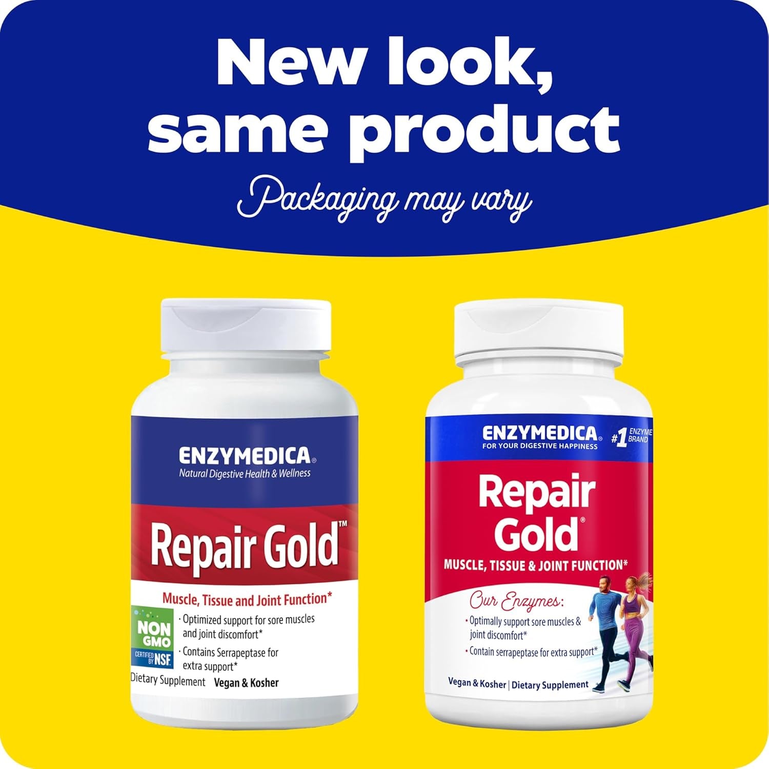 Enzymedica, Repair Gold, Supports Recovery and Helps Relieve Joint and Muscle Discomfort, 120 Count