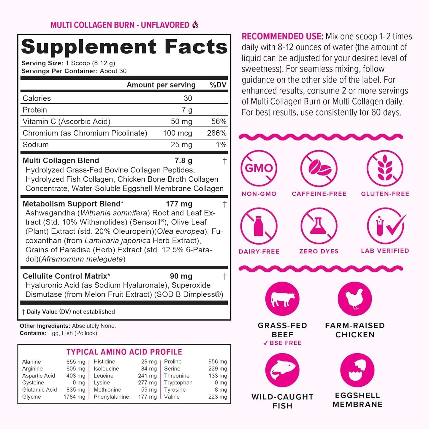 Hydrolyzed Collagen Powder for Weight Loss - Collagen Burn Ultimate Beauty Complex - Unflavored