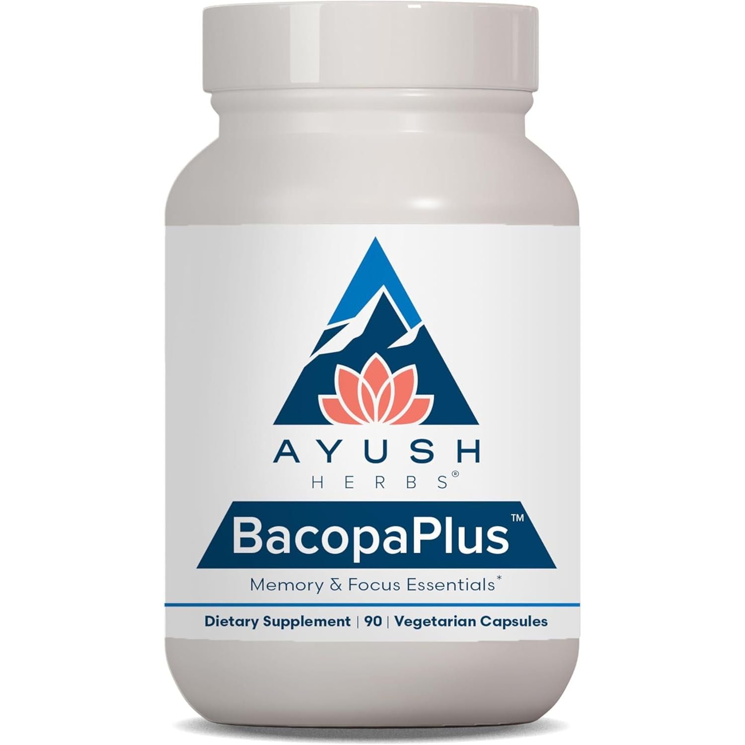 Ayush Herbs Bacopaplus - Bacopa Supplements, Organic Bacopa for Memory & Focus, Cognitive Support Pill 90 Capsules