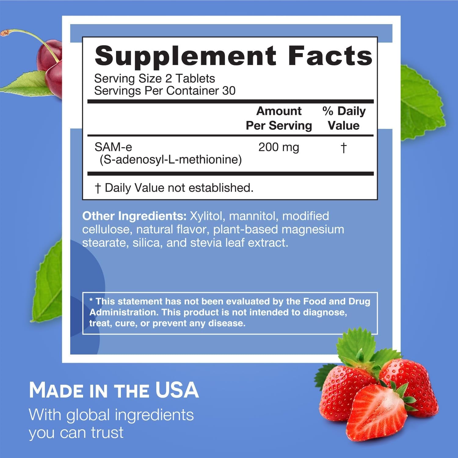 EZ Melts Dissolvable Sam-E Supplement 200 Mg, Sugar-Free, 1-Month Supply