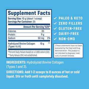 Nativepath Hydrolyzed Type 1 & 3 Collagen Powder for Skin, Hair, Nails - 8.8 Oz (25 Servings)