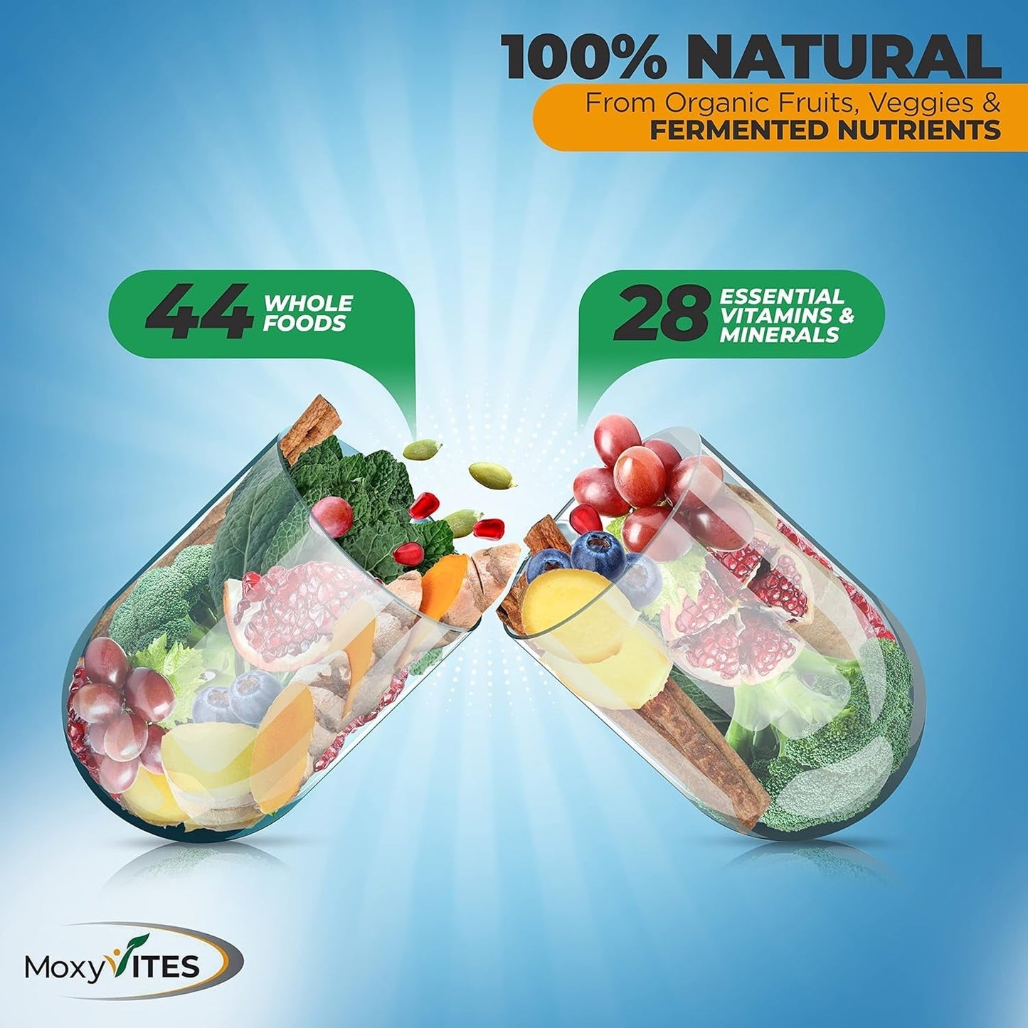 Mens Multivitamins - Daily Mens Vitamins with 44 Organic Whole Food