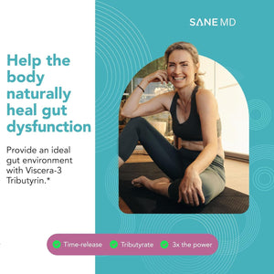 SANE MD - Viscera 3 Postbiotics with Tributyrin - Sodium Butyrate Supplement for Gas and Bloating Relief - 30 Capsules