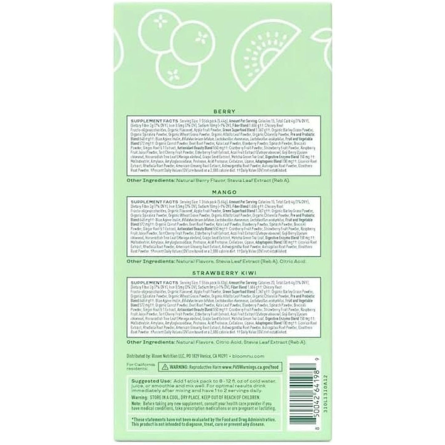Bloom Greens and Superfoods Powder - Probiotics for Digestive Health & Bloating Relief for Women (18 Packets) 