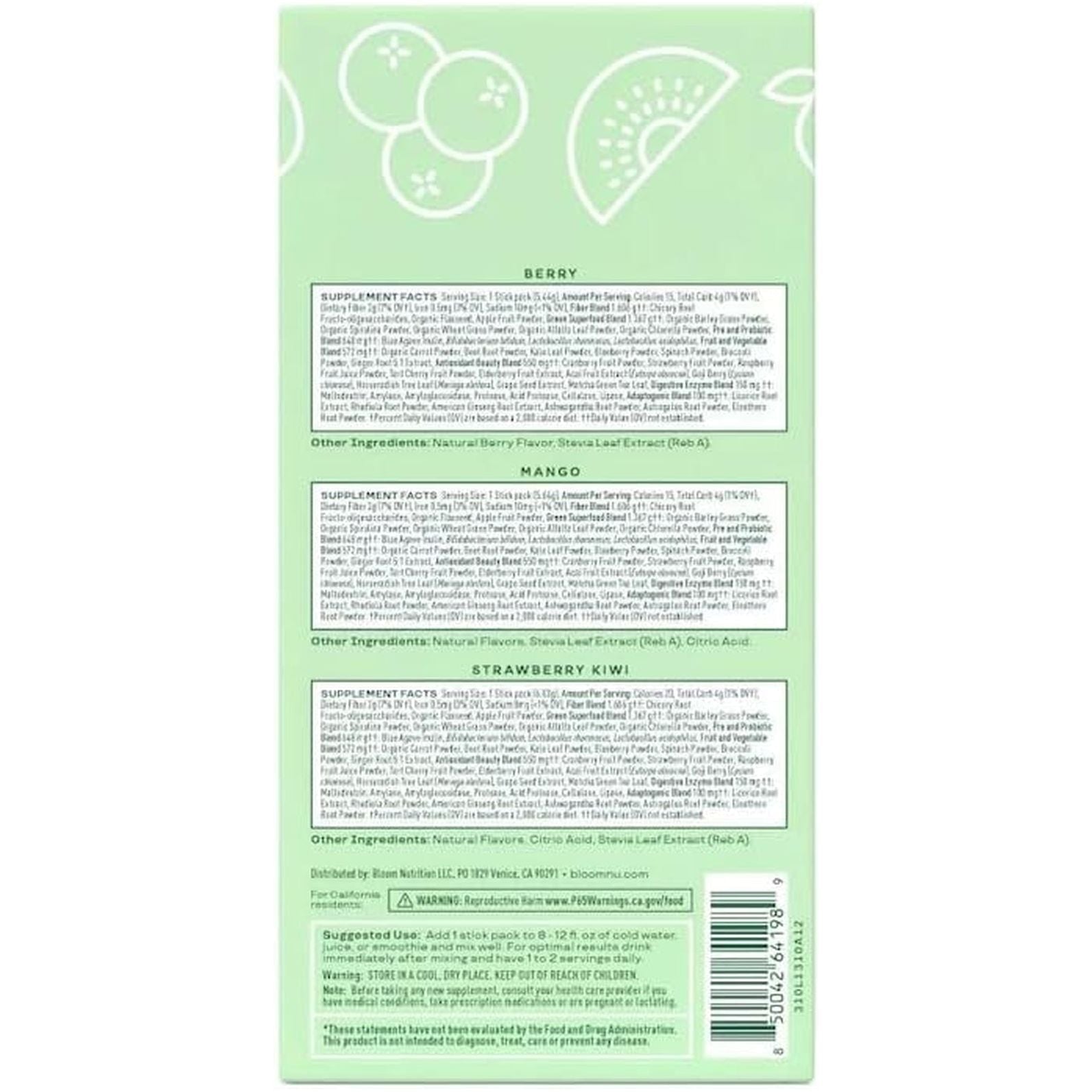 Bloom Greens and Superfoods Powder - Probiotics for Digestive Health & Bloating Relief for Women (18 Packets) 