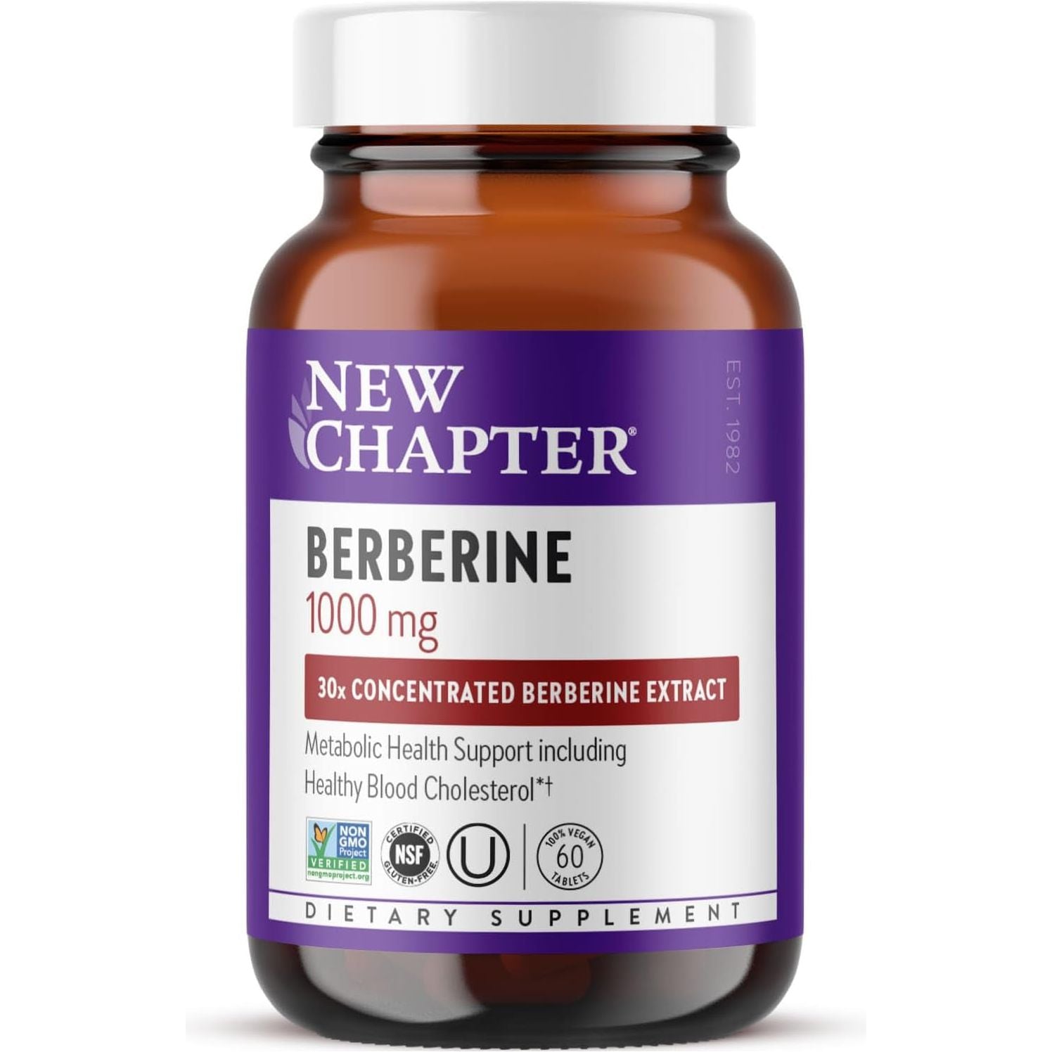 New Chapter Berberine Supplement 1000 Mg to Support Metabolic Health + Heart Health + Glucose Support, 60 Count