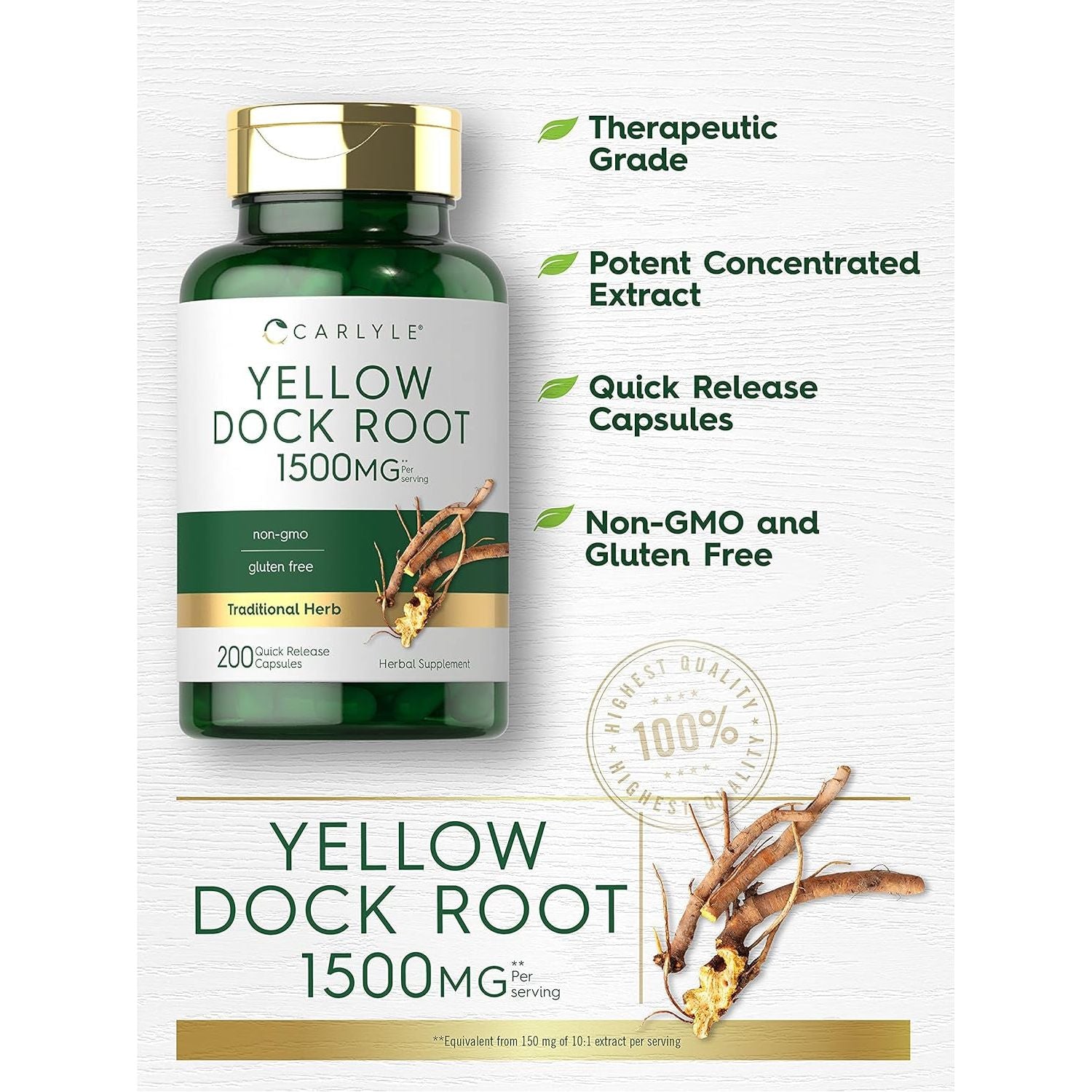 Carlyle Yellow Dock Root Capsules 1500Mg | 200 Count