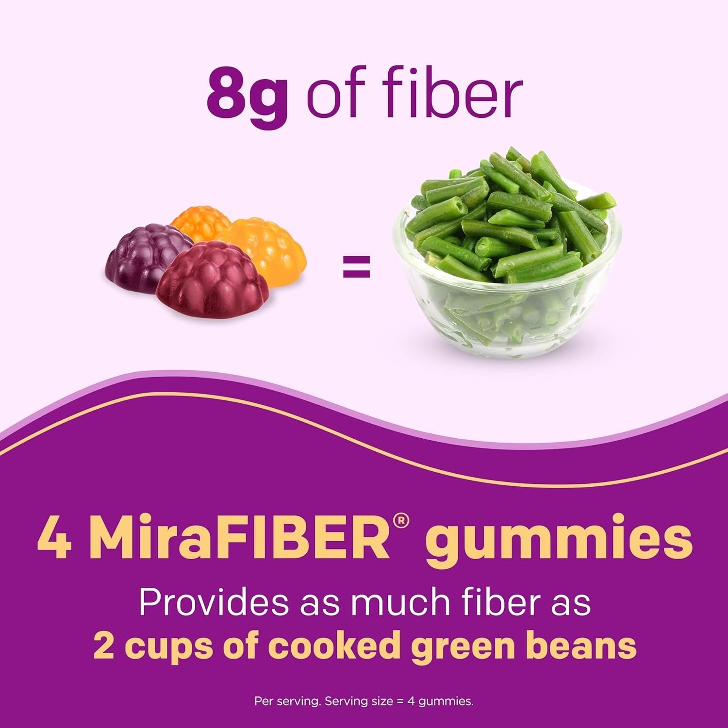 Mirafiber Gummies, from the Gut Experts at Miralax, 8G of Daily Prebiotic Fiber with B Vitamins 72 Count